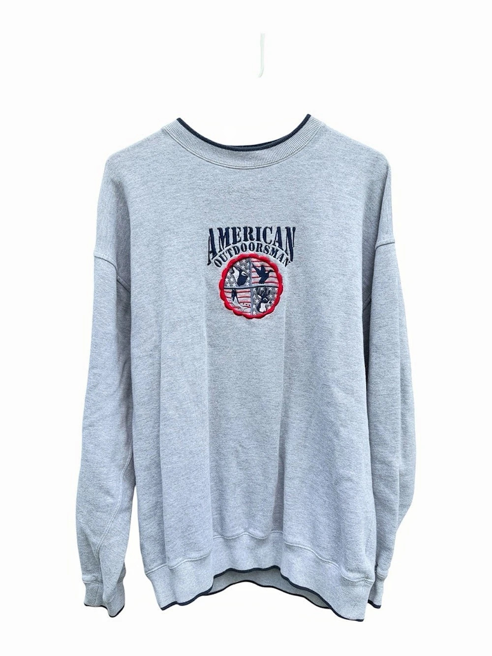 Vintage 90s American Outdoorsman Gray Graphic Crewneck Sweatshirt Size L